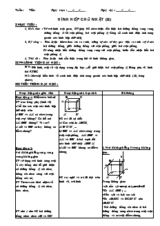 Giáo án Hình học 8 tiết 55 Hình hộp chữ nhật (tiếp)