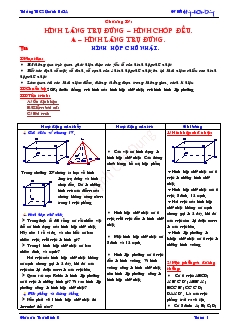 Giáo án Hình học 8 Tiết 55 Hình hộp chữ nhật