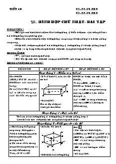 Giáo án Hình học 8 Tiết 56 Hình hộp chữ nhật- Bài tập