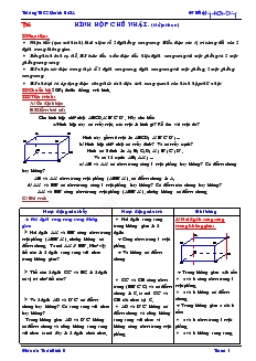 Giáo án Hình học 8 Tiết 56 Hình hộp chữ nhật (tiếp theo)