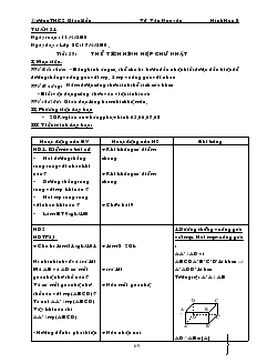 Giáo án Hình học 8 Tiết 57 Thể tích hình hộp chữ nhật