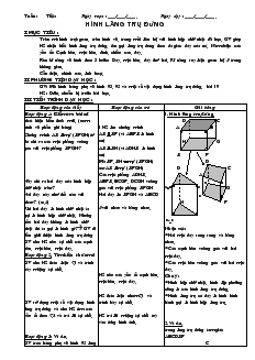 Giáo án Hình học 8 tiết 59 Hình lăng trụ đứng