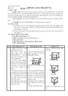 Giáo án Hình học 8 Tiết 59 Hình lăng trụ đứng