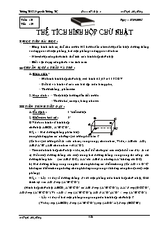 Giáo án Hình học 8 Tiết 59 Thể tích hình hộp chữ nhật