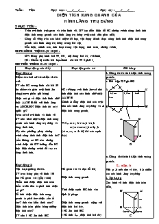 Giáo án Hình học 8 tiết 60 Diện tích xung quanh của hình lăng trụ đứng
