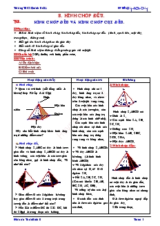 Giáo án Hình học 8 Tiết 63 Hình chóp đều và hình chóp cụt đều