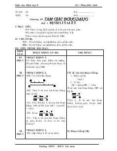 Giáo án Hình học 8 Trường THCS - BTCX Trà Nam Tiết 36 Định lí talét