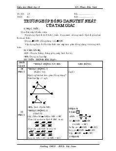 Giáo án Hình học 8 Trường THCS - BTCX Trà Nam Tiết 42 Trường hợp đồng dạng thứ nhất của tam giác