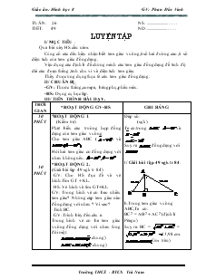 Giáo án Hình học 8 Trường THCS - BTCX Trà Nam Tiết 49 Luyện tập