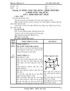 Giáo án Hình học 8 Trường THCS - BTCX Trà Nam Tiết 56 Bài 1 Hình hộp chữ nhật