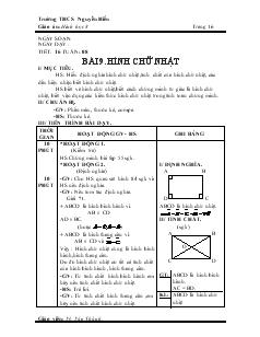 Giáo án Hình học 8 Trường THCS Nguyễn Hiền Tiết 16 Bài 9 Hình chữ nhật
