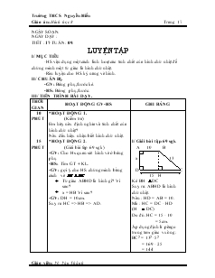 Giáo án Hình học 8 Trường THCS Nguyễn Hiền Tiết 17 Luyện tập