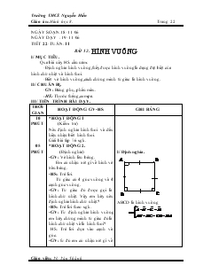 Giáo án Hình học 8 Trường THCS Nguyễn Hiền Tiết 22 Bài 12 Hình Vuông