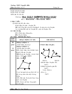 Giáo án Hình học 8 Trường THCS Nguyễn Hiền Tiết 26 Bài 1 Đa giác - Đa giác đều