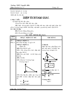 Giáo án Hình học 8 Trường THCS Nguyễn Hiền Tiết 29 Diện tích tam giác