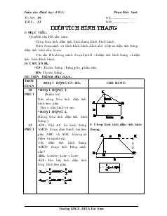 Giáo án Hình học 8 Trường THCS Nguyễn Hiền Tiết 33 Diện tích hình thang