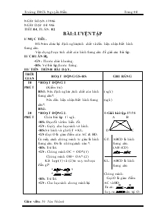 Giáo án Hình học 8 Trường THCS Nguyễn Hiền Tiết 4 Luyện tập