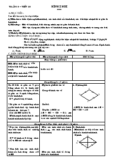 Giáo án Hình học 8 Tuần 10 Tiết 20 Hình thoi