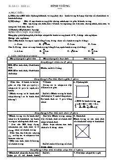 Giáo án Hình học 8 Tuần 11 Tiết 22 Hình vuông