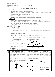 Giáo án Hình học 8 Tuần 16 Tiết 31 Bài 5 Diện tích hình thoi
