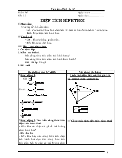 Giáo án Hình học 8 Tuần 16 Tiết 32 Diện tích hình thoi