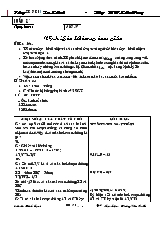 Giáo án Hình học 8 Tuần 21 Tiết 37 Định lý talet trong tam giác Trường THCS Khánh Trung