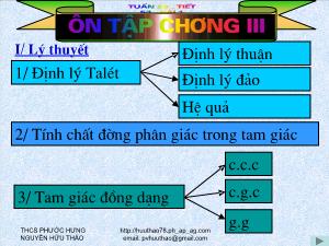 Giáo án Hình học 8 Tuần 29  Tiết 53  Bài 1 Ôn tập chương III tam giác đồng dạng