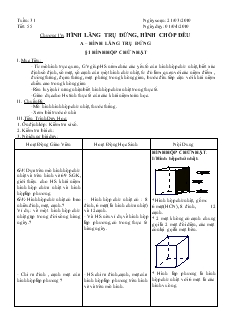 Giáo án Hình học 8 Tuần 31 Tiết 55 Hình hộp chữ nhật