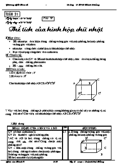 Giáo án Hình học 8 Tuần 31 Trường THCS Ninh Thắng