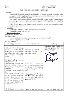 Giáo án Hình học 8 Tuần 32 Tiết 57 Thể tích của hình hộp chữ nhật