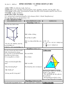 Giáo án Hình học 8 Tuần 33 Tiết 63 Hình chóp đều và hình chóp cụt đều