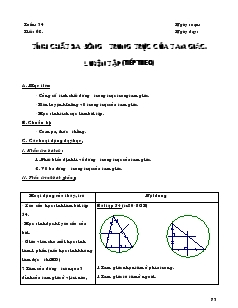 Giáo án Hình học 8 Tuần 34 Tiết 62 Tính chất ba đường trung trực của tam giác, luyện tập (tiếp theo)