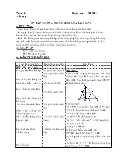 Giáo án Hình học lớp 8 Ôn tập đường trung bình của tam giác