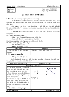 Giáo án Hình học lớp 8 - Trường THCS xó Hiệp Tùng - Tuần 17 - Tiết 30: Diện tích tam giác