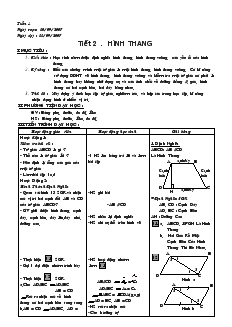 Giáo án Hình học năm học 2007- 2008 Tiết 2 Hình thang