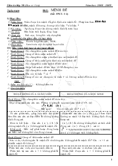 Giáo án lớp 10 (Ban cơ bản) Năm hoc 2008 - 2009