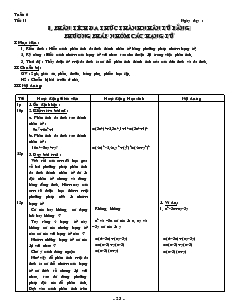 Giáo án môn Đại số lớp 8 - Tiết 11: Phân tích đa thức thành nhân tử bằng phương pháp nhóm các hạng tử