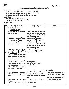 Giáo án môn Đại số lớp 8 - Tiết 2: Nhân đa thức với đa thức