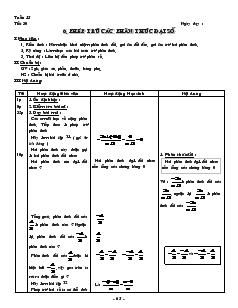 Giáo án môn Đại số lớp 8 - Tiết 30: Phép trừ các phân thức đại số