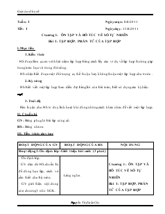 Giáo án môn Đại số lớp 8 - Tuần 1 - Tiết 1 - Bài 1: Tập hợp, phần tử của tập hợp