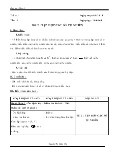 Giáo án môn Đại số lớp 8 - Tuần 1 - Tiết 2 - Bài 2: Tập hợp các số tự nhiấn