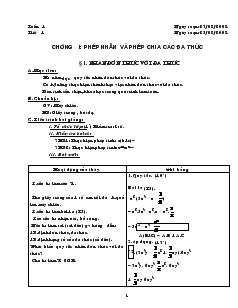 Giáo án môn Đại số lớp 8