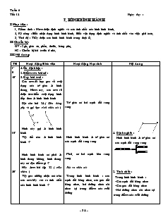 Giáo án môn Hình học lớp 8 - Tiết 12: Hình bình hành