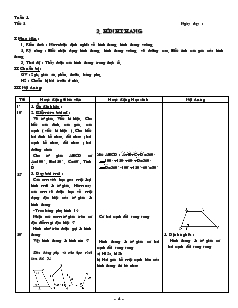 Giáo án môn Hình học lớp 8 - Tiết 2: Hình thang