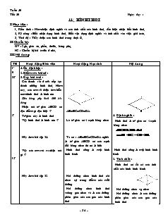 Giáo án môn Hình học lớp 8 - Tiết 20: Hình thoi