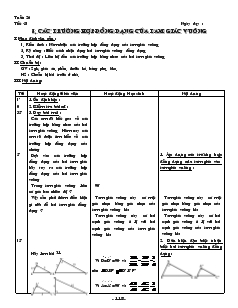Giáo án môn Hình học lớp 8 - Tiết 48: Các trường hợp đồng dạng của tam giác vuông