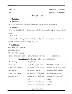 Giáo án môn Số học lớp 6 - Tuần 10 - Tiết 28: Luyện tập