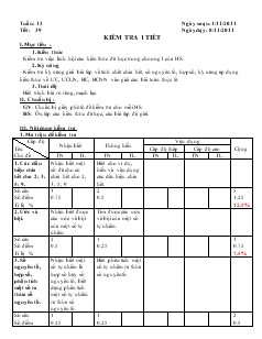 Giáo án môn Số học lớp 6 - Tuần 13 - Tiết 39: Kiểm tra 1 tiết