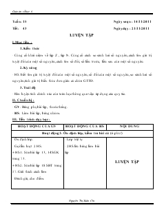 Giáo án môn Số học lớp 6 - Tuần 15 - Tiết 43: Luyện tập