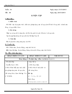 Giáo án môn Số học lớp 6 - Tuần 16 - Tiết 48: Luyện tập